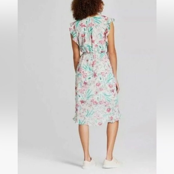 Floral Midi Flutter Sleeve Wrap Style Dress - A New Day - Picture 2 of 7